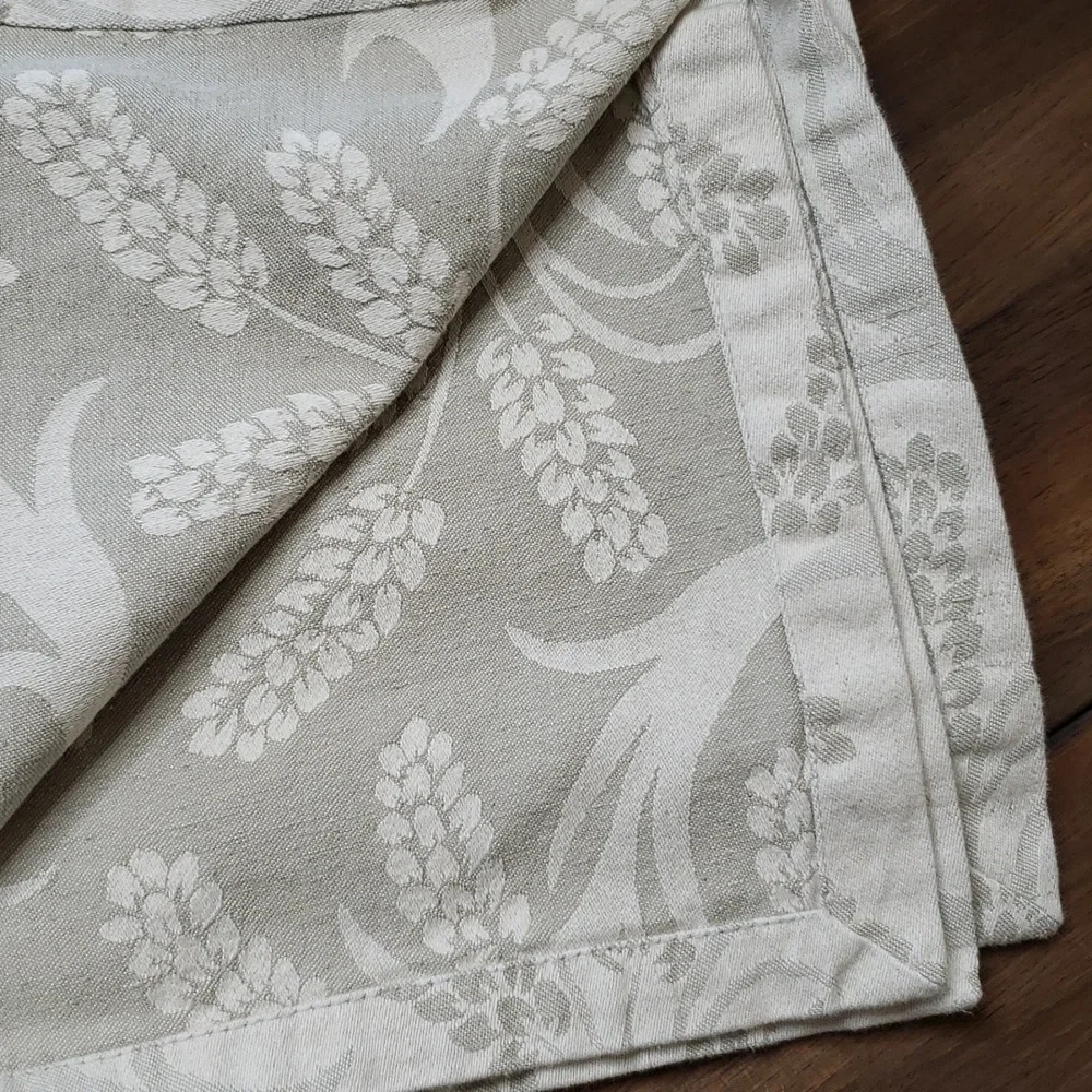 Pottery Barn Flax Floral Cloth Napkins Set of 4
